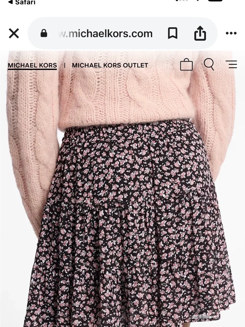 NWT XS Michael Kors Studded Floral Print Georgette Tiered Skirt - Picture 3 of 6